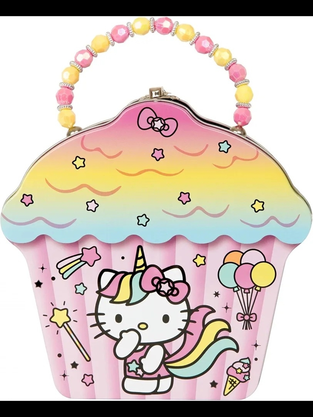 Hello Kitty Pastel Rainbow Cupcake Purse - Pink, Yellow, Blue